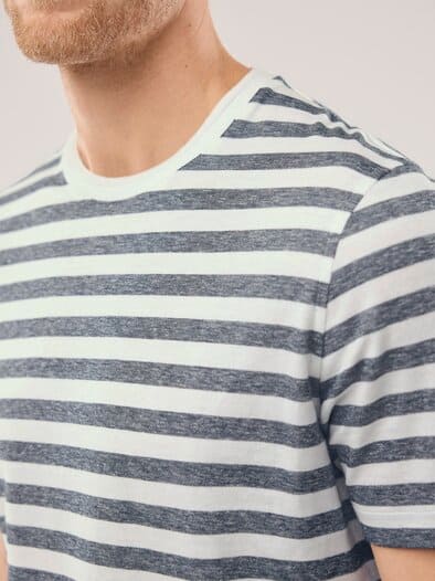 Leinen Streifenshirt Marine/Weiß