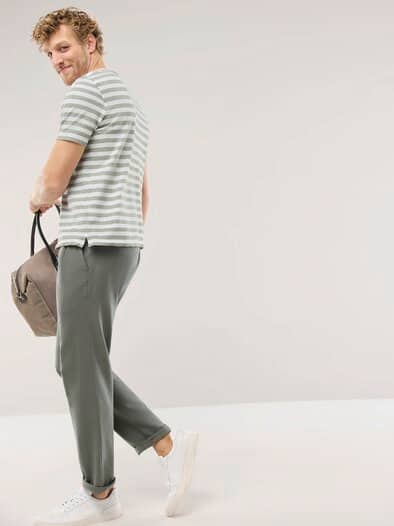 Leinen Streifenshirt Khaki/Weiß