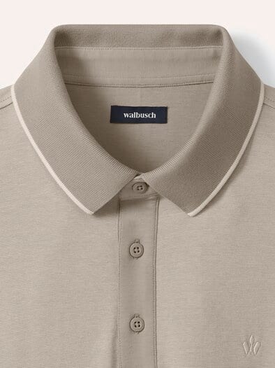 Interlock Polo Streifen Sand