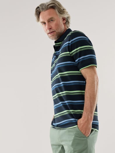 Comfort Stretch Polo Streifen Grün