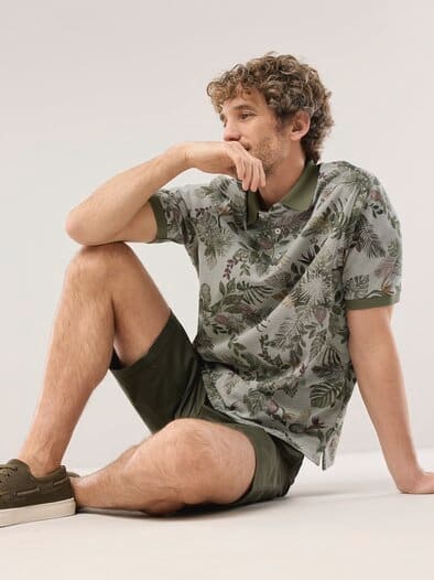 Tropical Polo Druck Khaki
