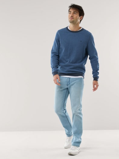 Struktur Pullover Bicolor Lichtblau