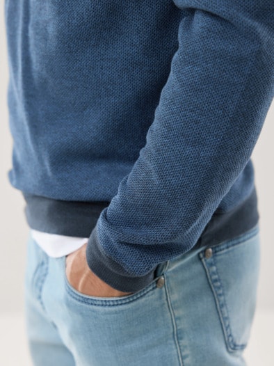 Struktur Pullover Bicolor Lichtblau