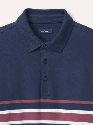 Wärmendes Polo aus Baumwollmix Blau gestreift