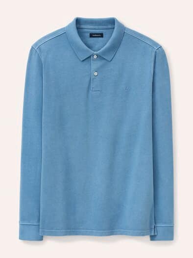 Langarmpolo aus weicher Baumwolle Rauchblau