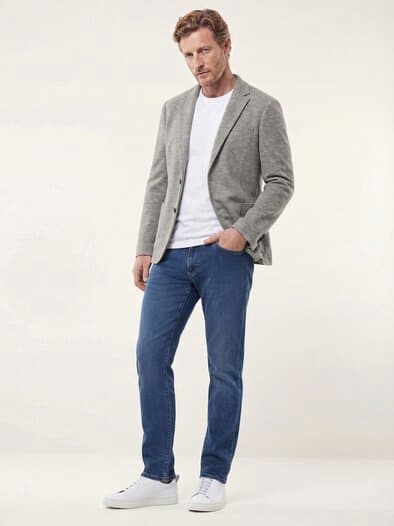 Struktur Sakko aus Jersey-Melange Beige