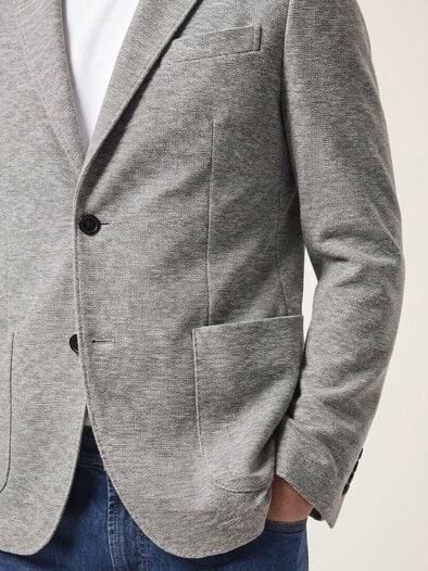 Struktur Sakko aus Jersey-Melange Beige