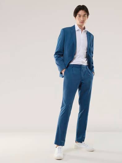 Anzug-Hose aus Baumwollmix Rauchblau