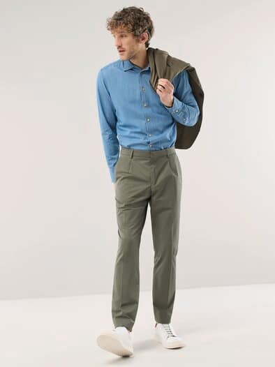 Anzug-Hose aus Baumwollmix Khaki