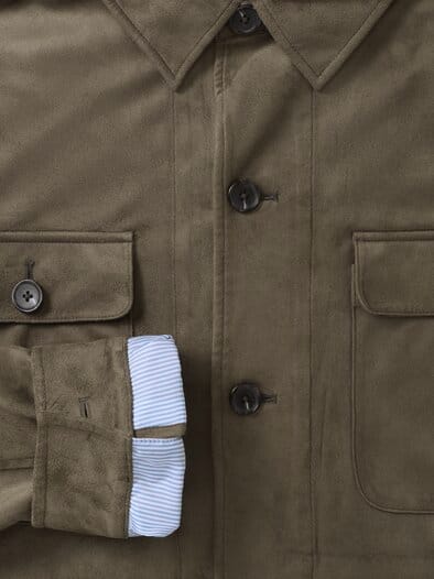 Hemdjacke aus Microvelours Khaki
