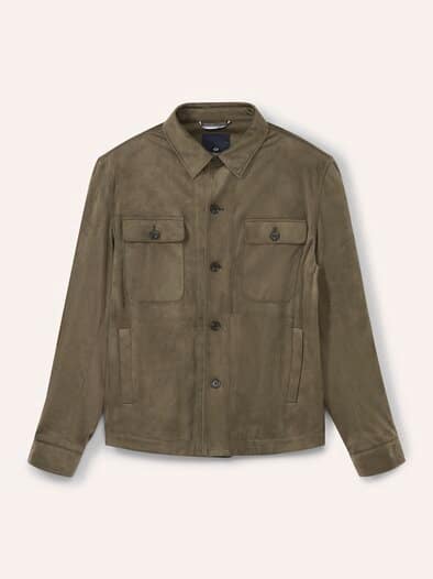 Hemdjacke aus Microvelours Khaki