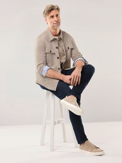 Hemdjacke aus Microvelours Beige