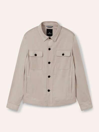 Hemdjacke aus Microvelours Beige
