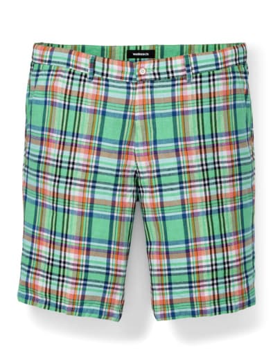 Leinen-Bermudas Grün-Blau Karo