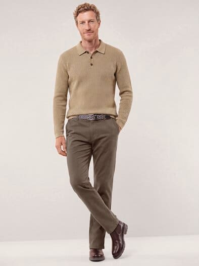 Extraglatt-Stretchbund-Chino Braun