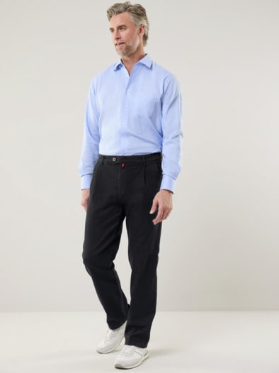Extraglatt Flex-Bundfaltenjeans Black