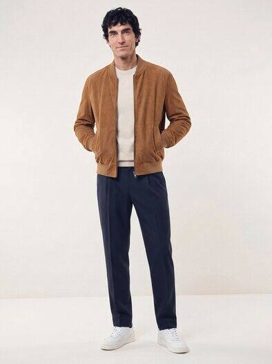 Blouson aus Ziegenvelours Cognac