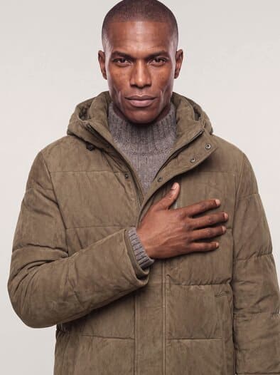 Steppjacke aus Ziegenvelours Beige