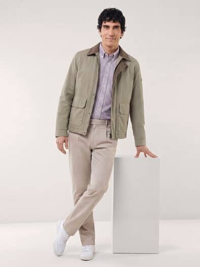 Jacke aus Baumwollmix m. Cordkragen Sand