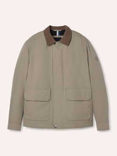 Jacke aus Baumwollmix m. Cordkragen Sand