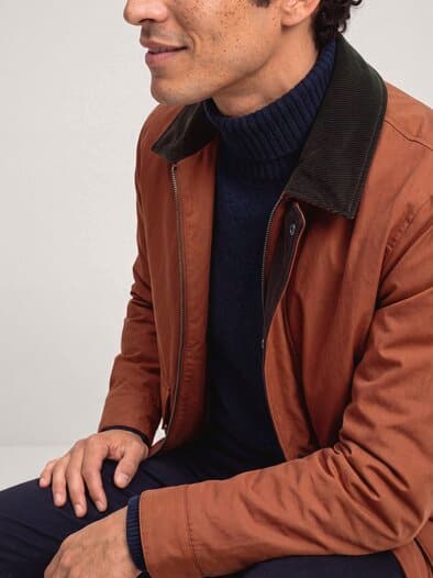 Jacke aus Baumwollmix m. Cordkragen Rotbraun