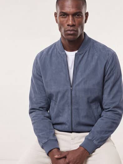 Blouson aus Ziegenvelours Rauchblau