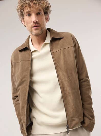 Ziegenvelours Blouson Beige