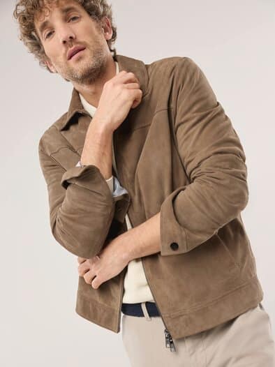 Ziegenvelours Blouson Beige