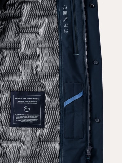 Aquastop Daunen Hybrid Jacke Marine
