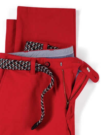 Extraglatt-Stretchbund-Chino Rot