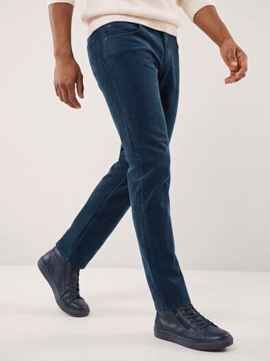 Five Pocket aus feinem Cord Rauchblau
