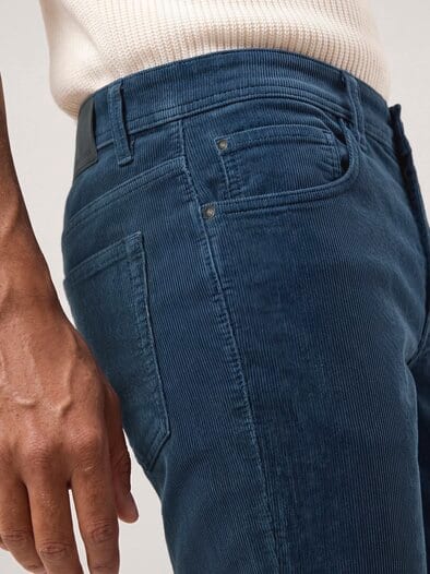 Five Pocket aus feinem Cord Rauchblau