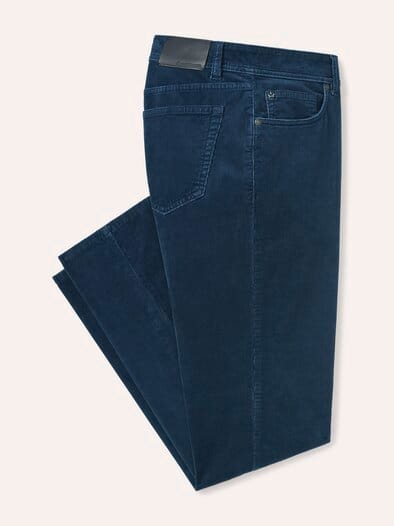 Five Pocket aus feinem Cord Rauchblau