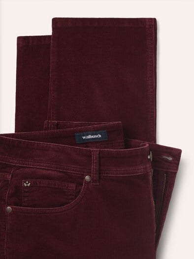 Five Pocket aus feinem Cord Bordeaux