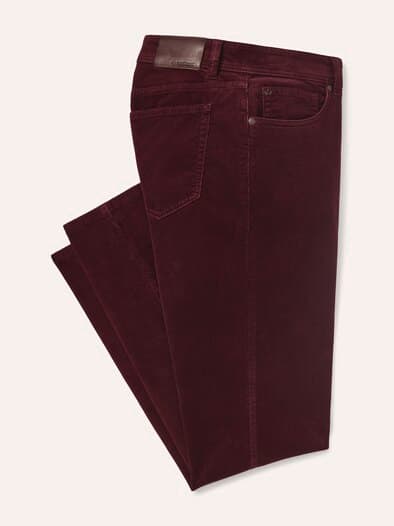 Five Pocket aus feinem Cord Bordeaux