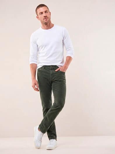 Five Pocket aus feinem Cord Oliv