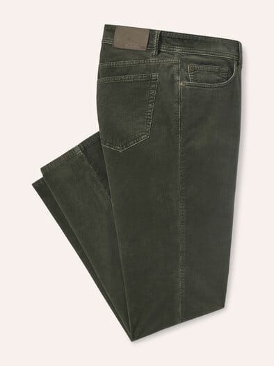 Five Pocket aus feinem Cord Oliv