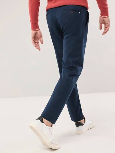 Bundfalten-Chino Feinstruktur Marine