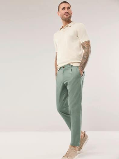 Bundfalten-Chino Feinstruktur Salbei