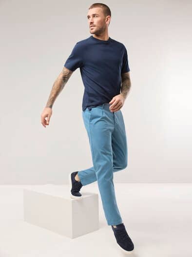 Bundfalten-Chino Feinstruktur Rauchblau