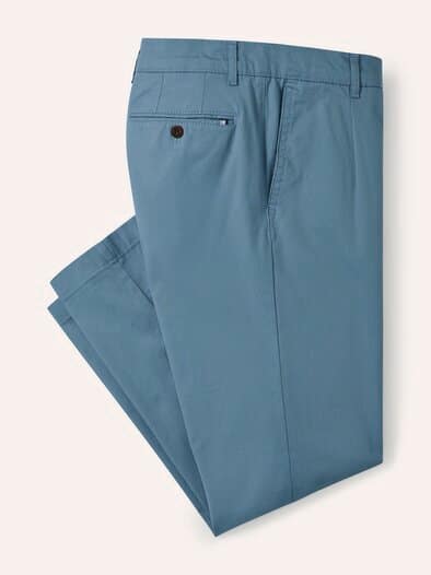 Bundfalten-Chino Feinstruktur Rauchblau