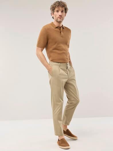 Bundfalten-Chino Feinstruktur Maisgelb