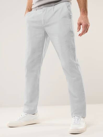 Wohlfühl Leinen-Hose Hellgrau gestreift