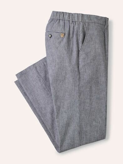 Wohlfühl Leinen-Hose Blau gestreift