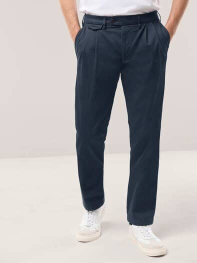 Feintwill Bundfalten-Chino Marine