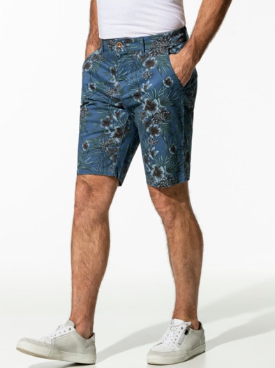 Safari-Bermudas Baumwoll-Stretch Jeansblau