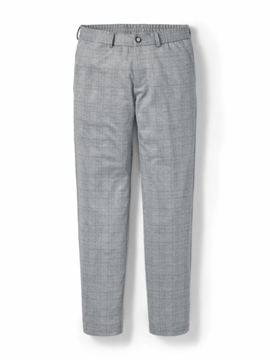 Extraglatt-Travelhose Karo Hellgrau