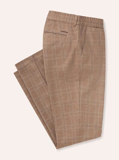 Extraglatt-Travelhose Karamell kariert