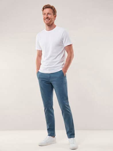 Elastische Chino aus Baumwolle Jeansblau
