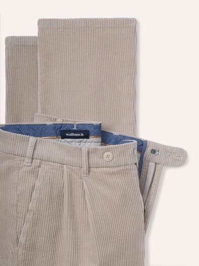 Cordhose mit Bundfalte Offwhite
